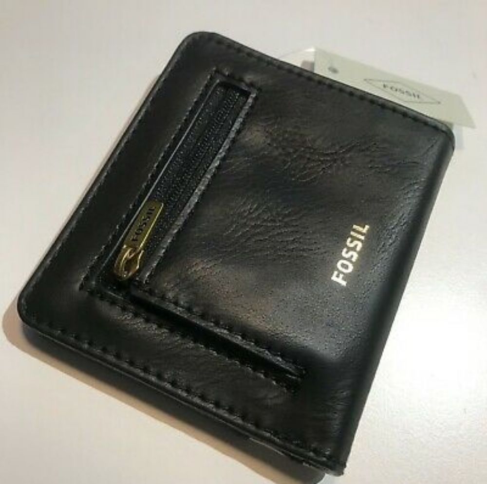 FOSSIL Cat “Tessa” Bifold Wallet, Black/White NWT - Picture 4 of 5